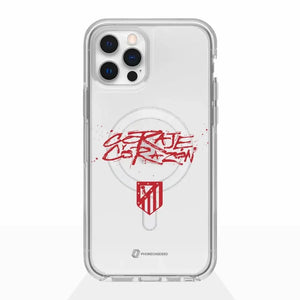 Clear Magsafe Phone Case Oficial Atletico Madrid Diseño Coraje y Corazón