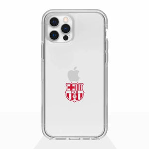 Funda móvil transparente oficial del FC Barcelona con escudo rojo