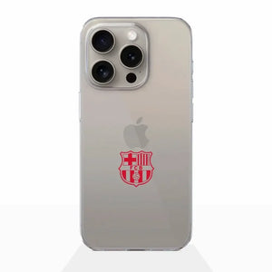 Funda móvil transparente oficial del FC Barcelona con escudo rojo